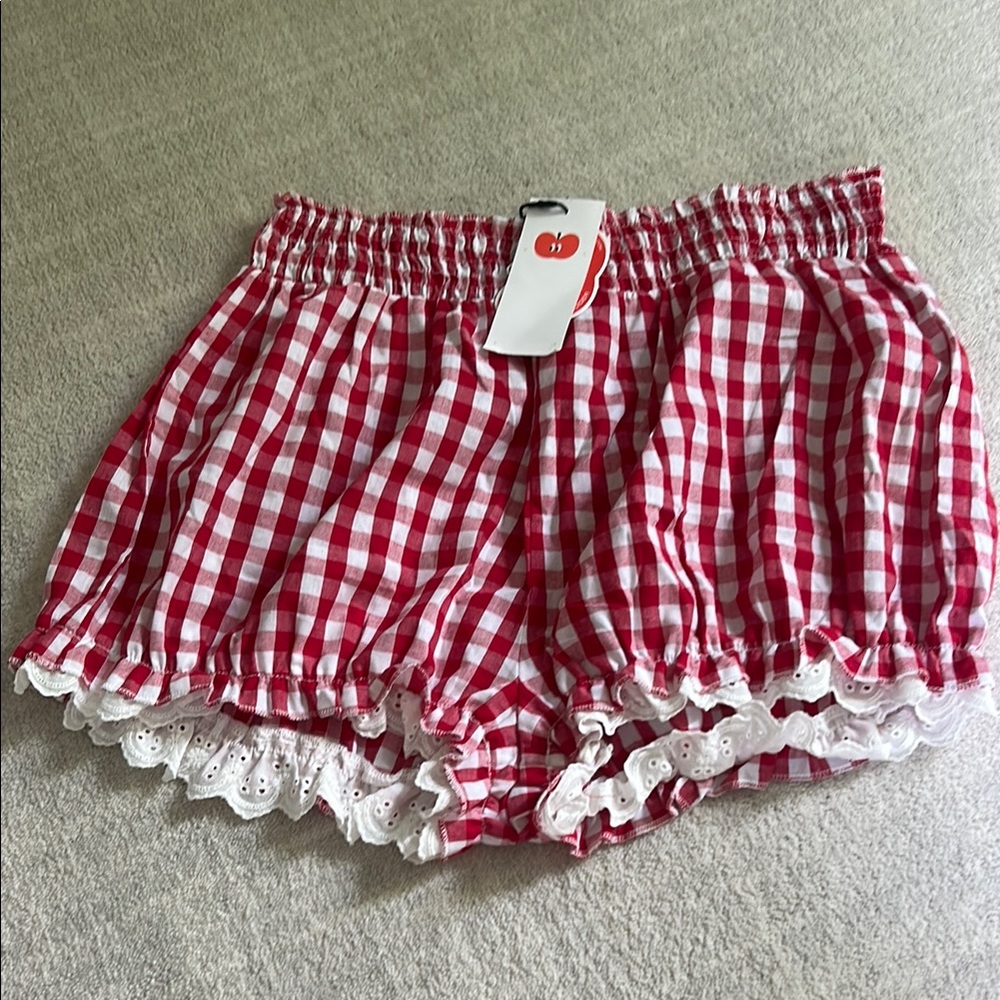 Cider Red and White Gingham Shorts
